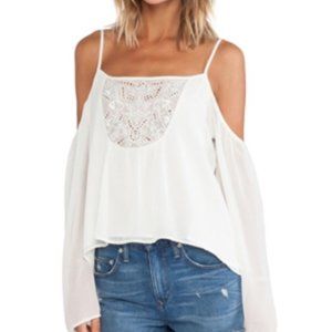 Lovers + Friends Embroidered Cold Shoulder Top